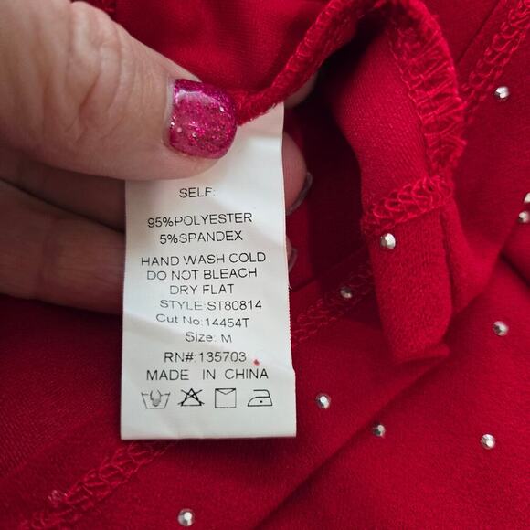 Valentine Fashion LA Red rhinestone embellished Jacket & mini Skirt Blingy - Picture 9 of 14